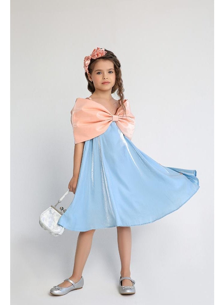 Obaha sky blue bow dress - Image 1
